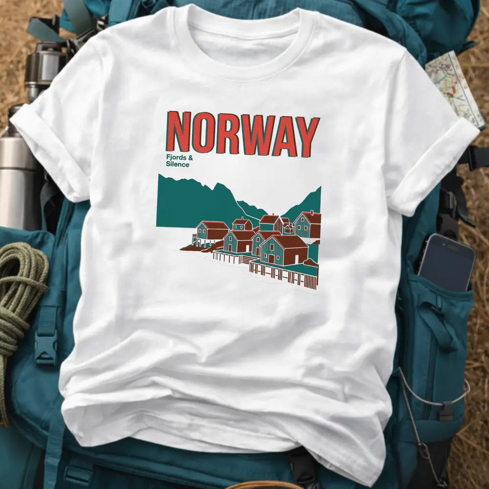 Norway T-Shirt – Retro Fjords & Silence Fishing Village Graphic Tee